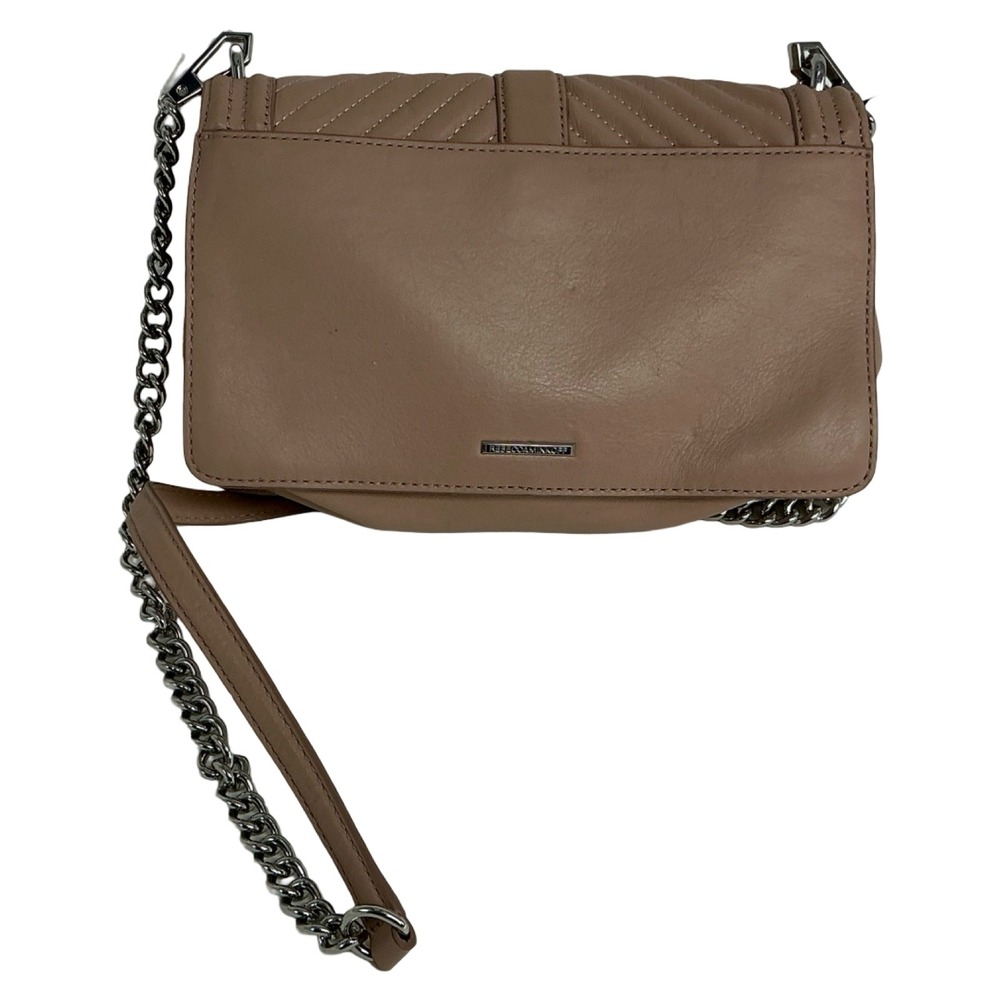 Rebecca Minkoff Love Too Crossbody Bag Tan Quilted Leather Silver Hardware - Picture 2 of 8